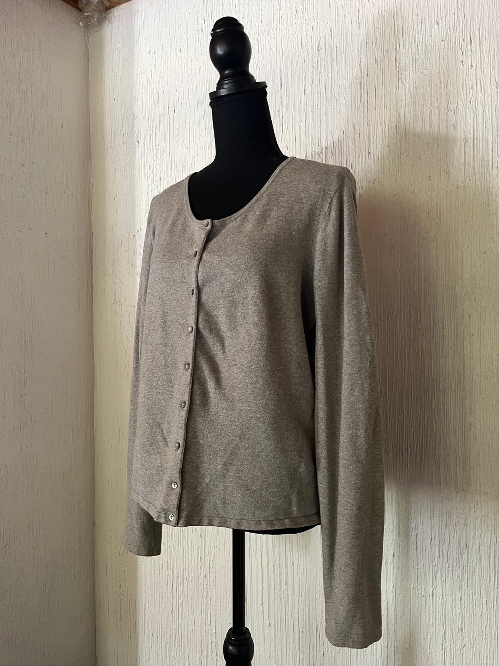 Classic Women's Gray Button-Front Cardigan